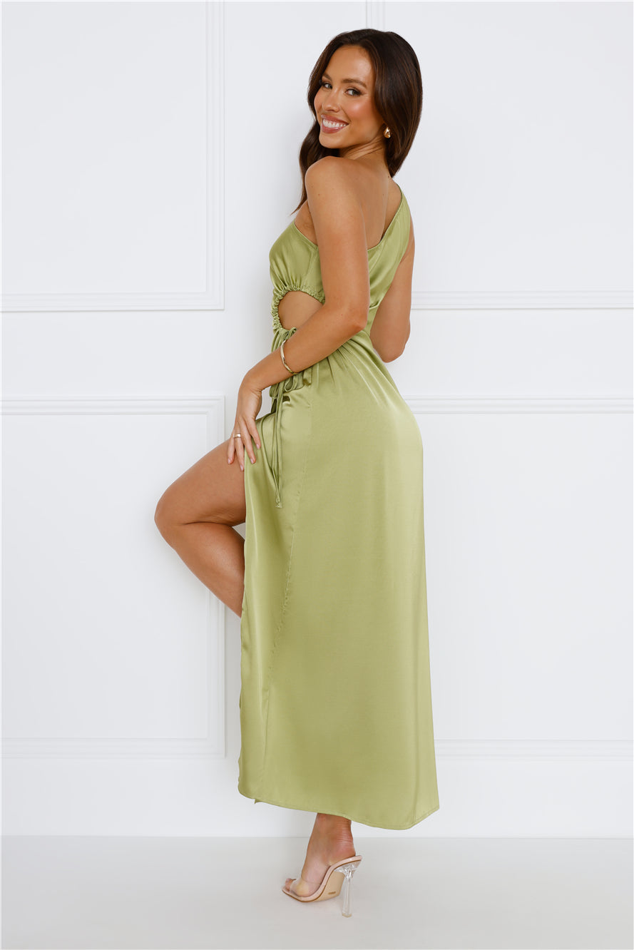 Shop Formal Dress - London Air Midi Dress Green fourth image