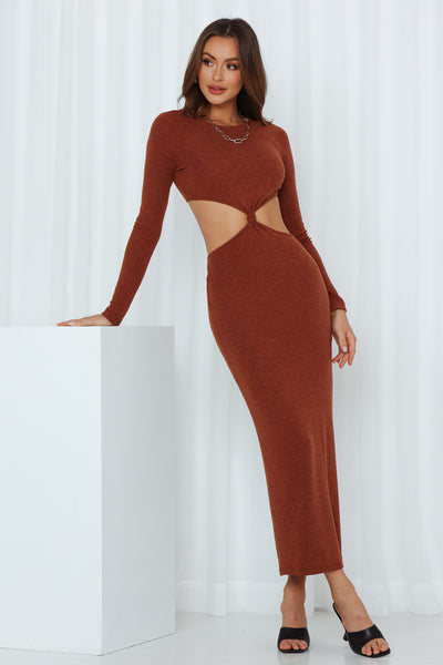 Knotted Hourglass Maxi Dress Brown