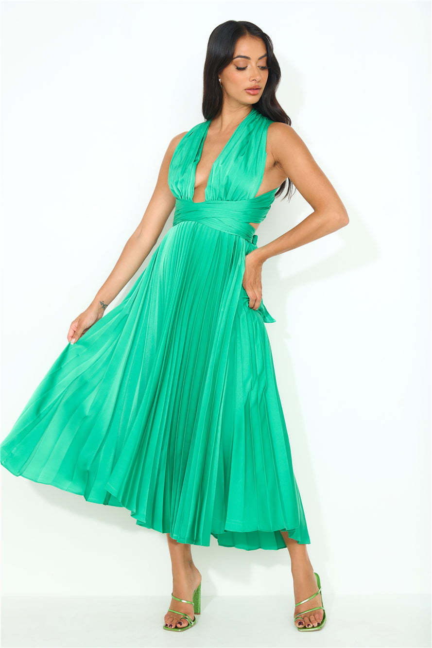 Shop Formal Dress - Fabulous 'Fit Midi Dress Green sixth image