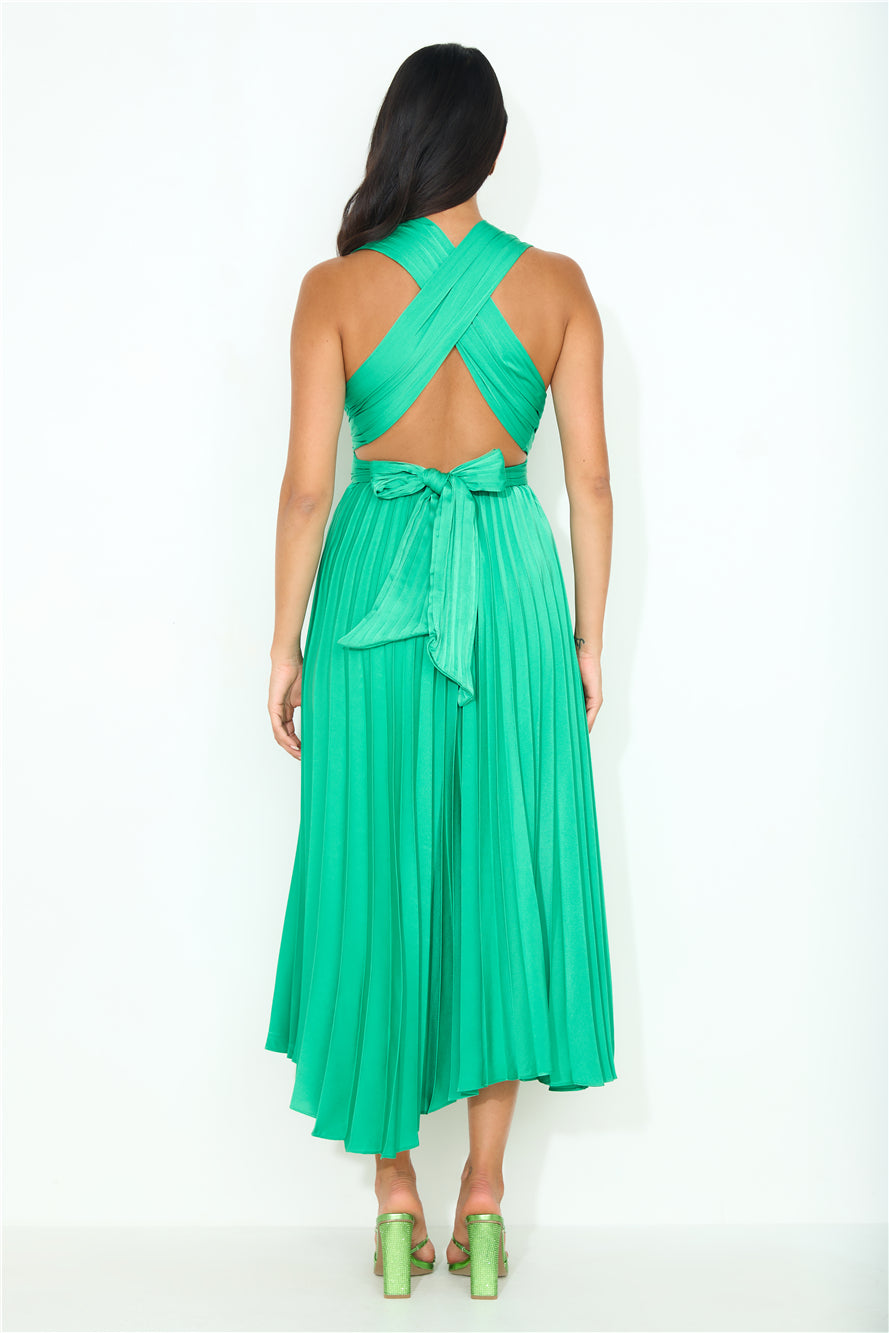 Shop Formal Dress - Fabulous 'Fit Midi Dress Green fifth image