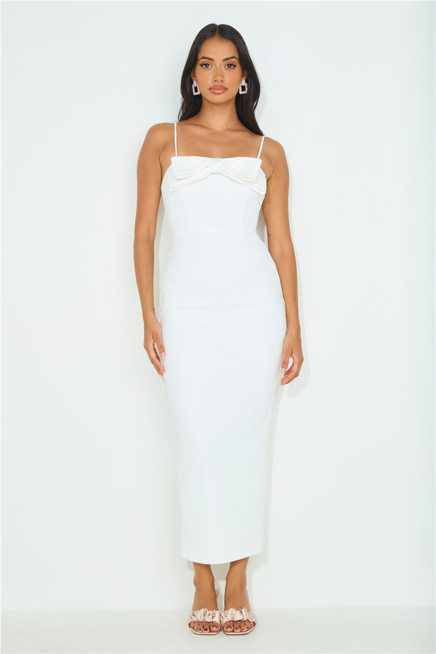 Shop Formal Dress - Pretty Bow Maxi Dress White featured image