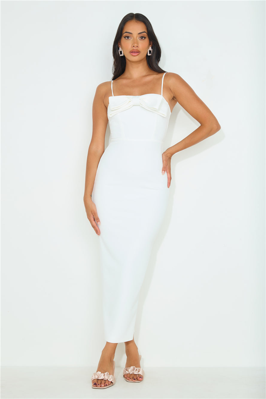 Shop Formal Dress - Pretty Bow Maxi Dress White sixth image