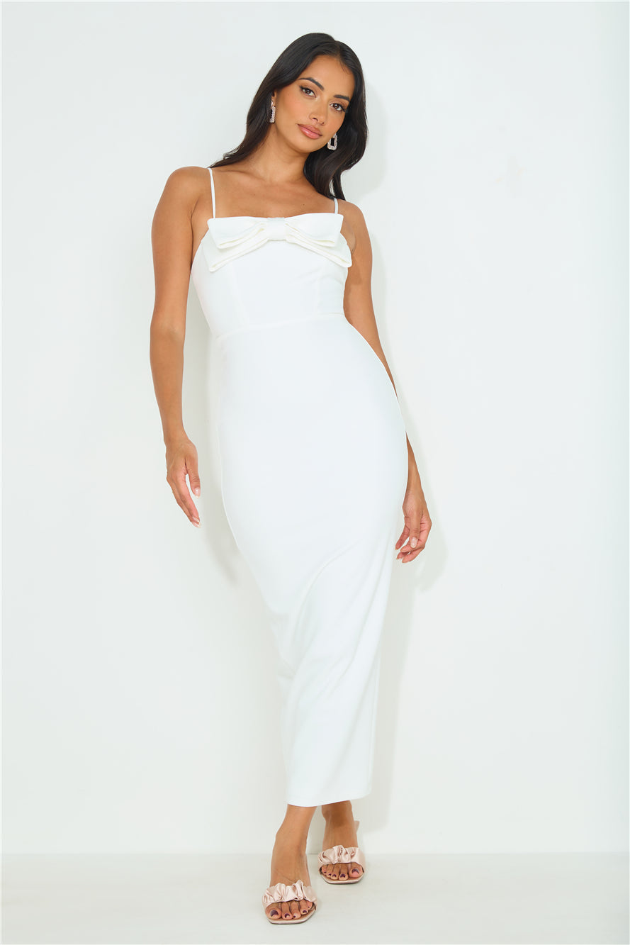 Shop Formal Dress - Pretty Bow Maxi Dress White third image