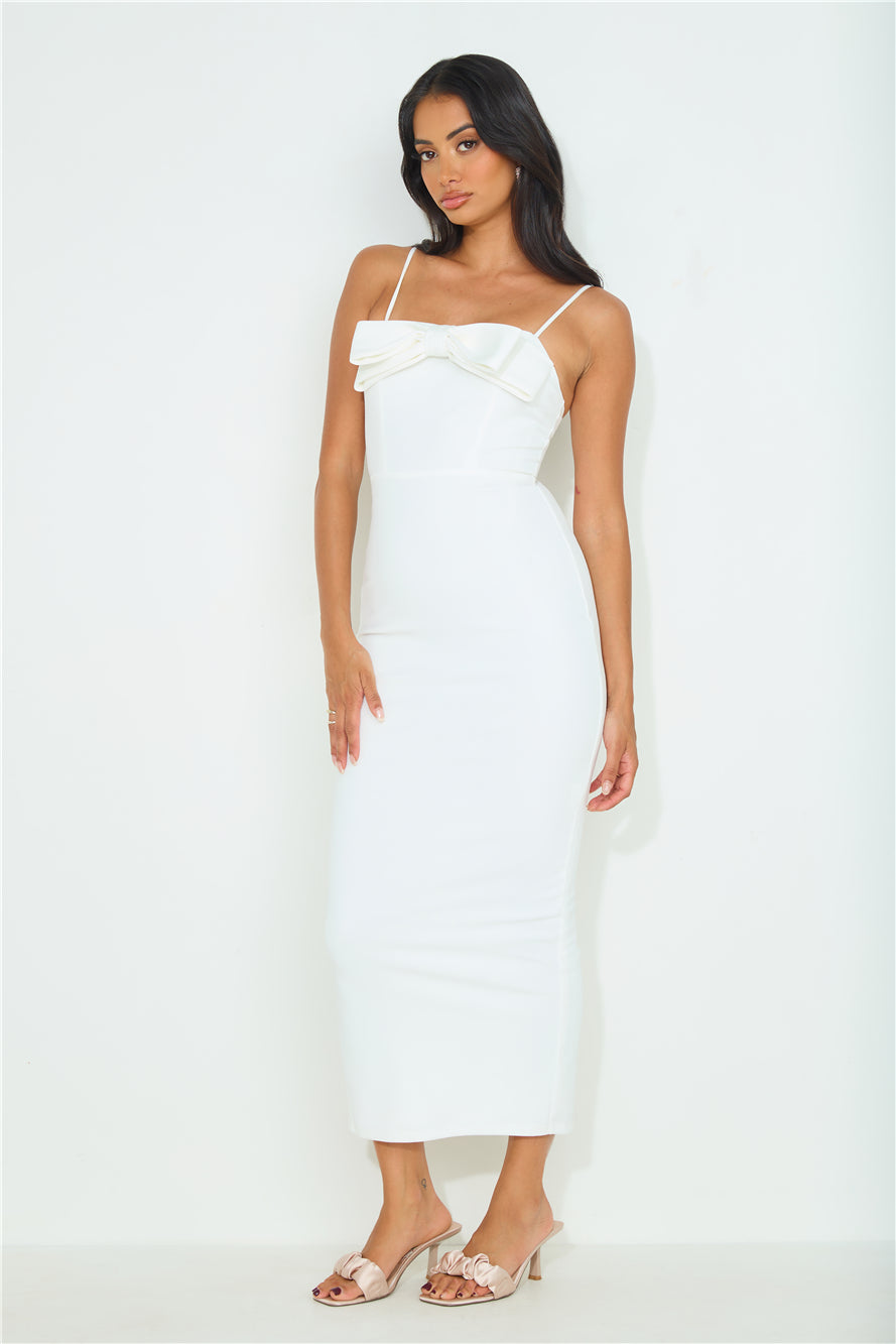 Shop Formal Dress - Pretty Bow Maxi Dress White fourth image