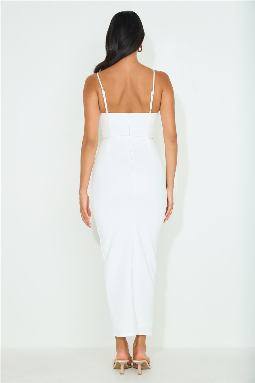 Shop Formal Dress - Pretty Bow Maxi Dress White fifth image