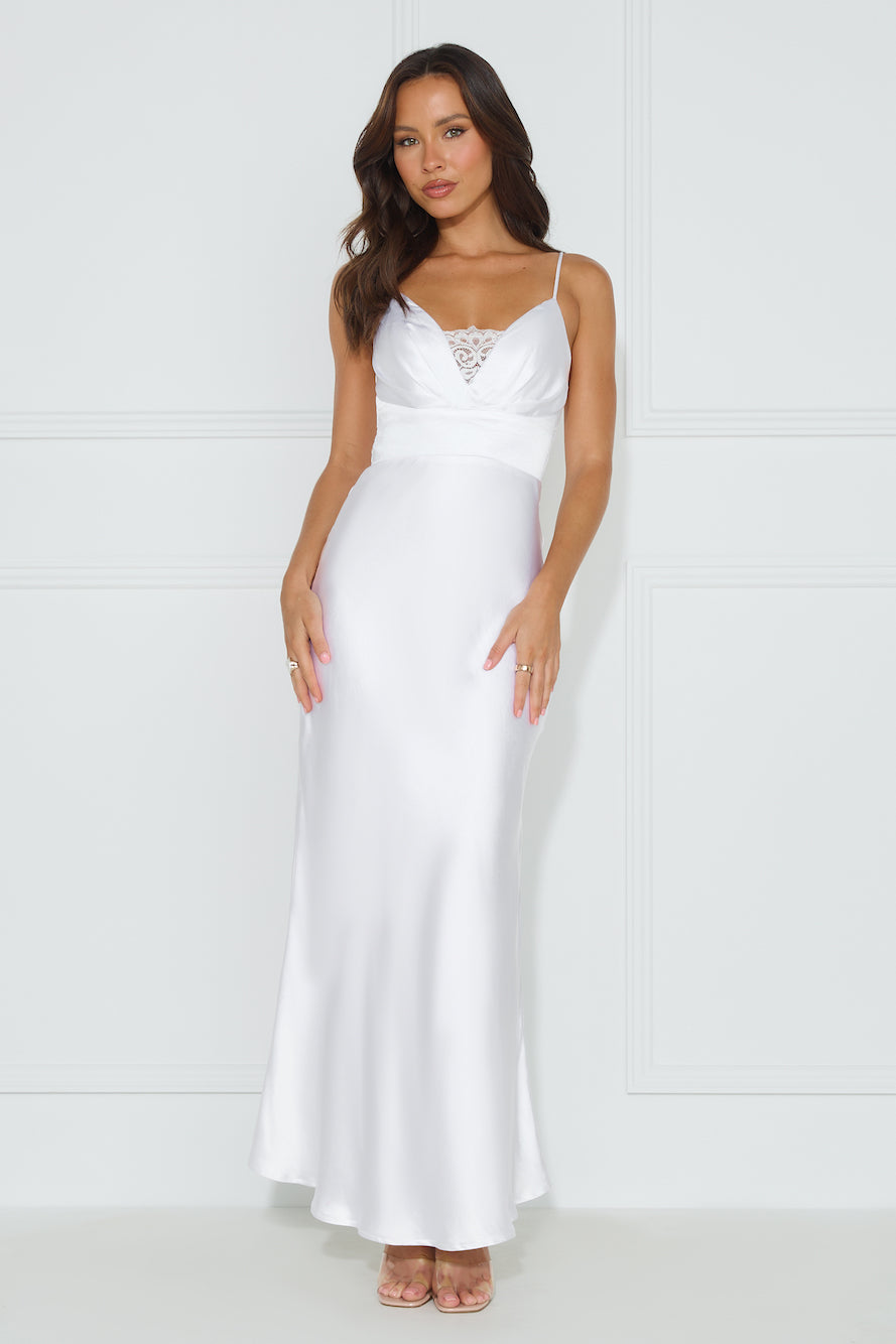 Shop Formal Dress - Lorelei Satin Maxi Dress White featured image