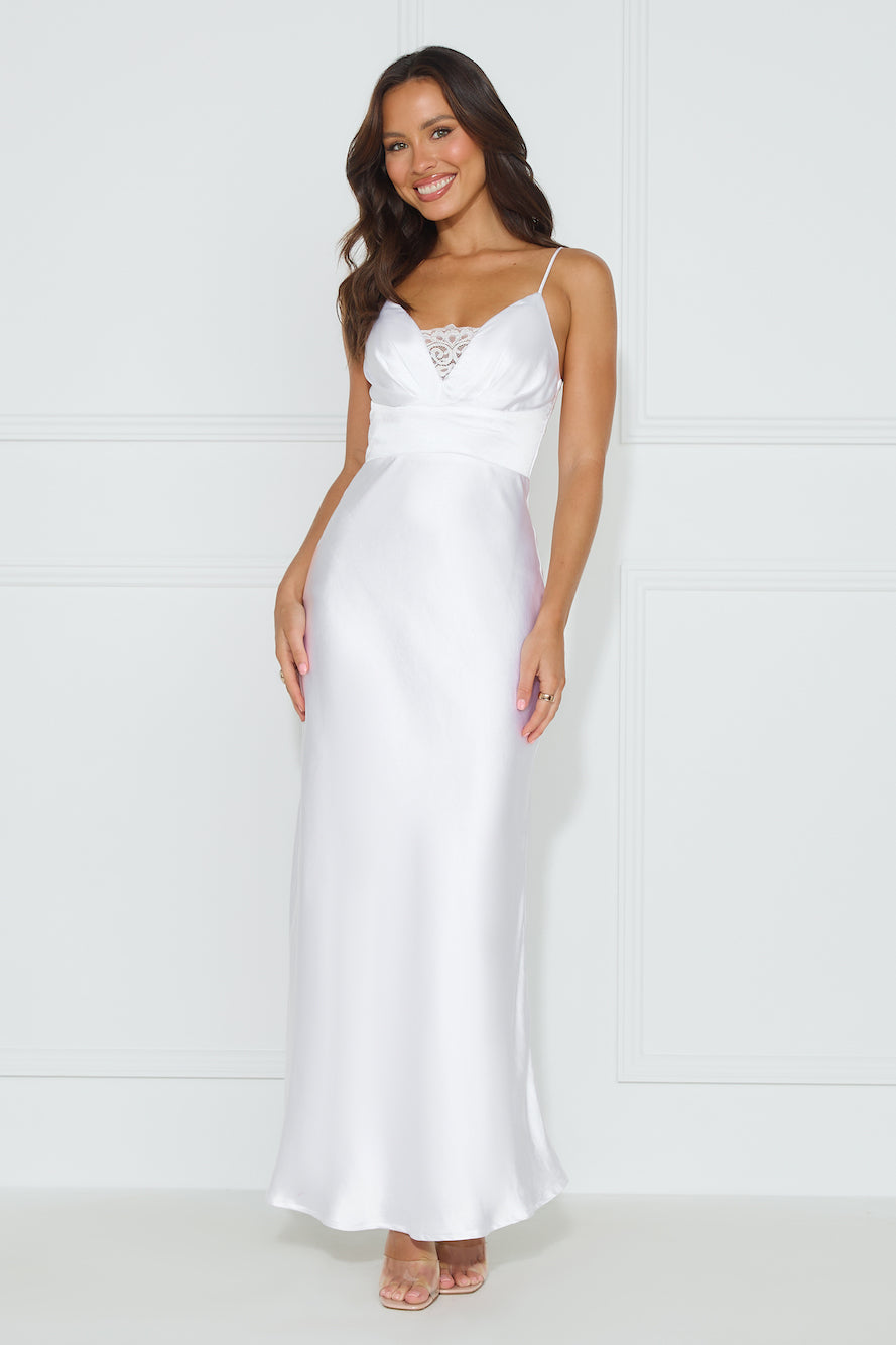 Shop Formal Dress - Lorelei Satin Maxi Dress White third image