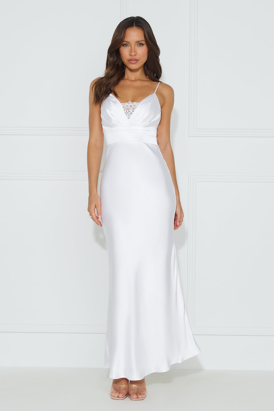 Shop Formal Dress - Lorelei Satin Maxi Dress White fifth image