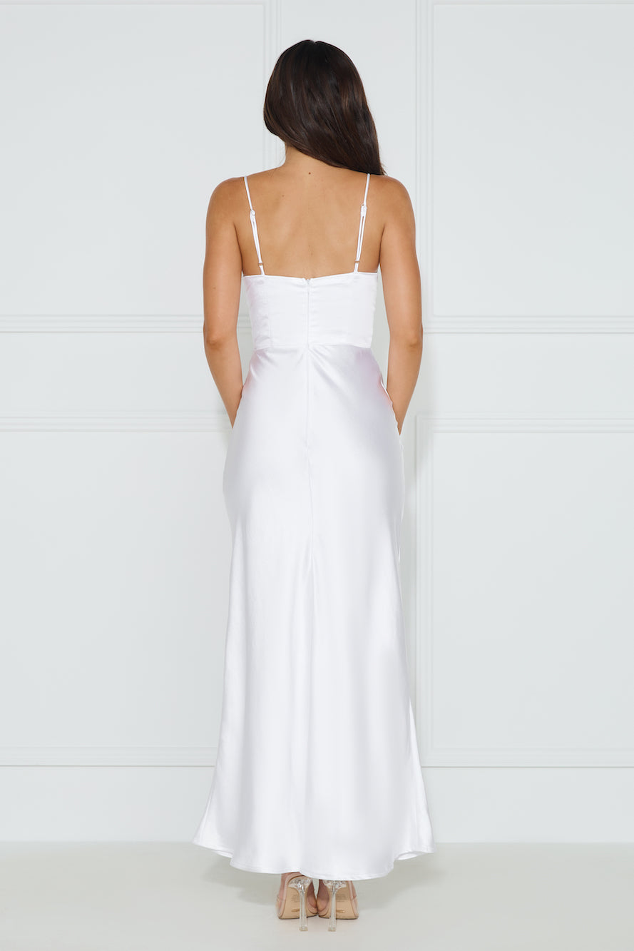 Shop Formal Dress - Lorelei Satin Maxi Dress White fourth image