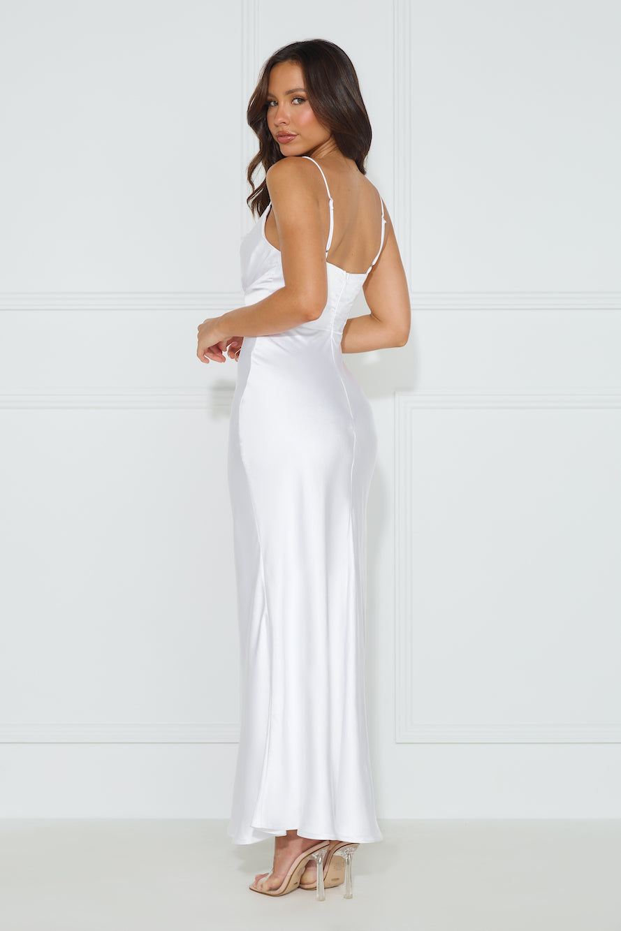 Shop Formal Dress - Lorelei Satin Maxi Dress White sixth image