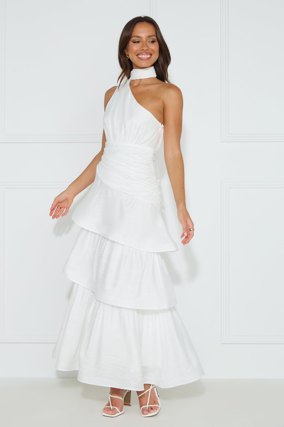 Shop Formal Dress - Cara One Shoulder Maxi Dress White fifth image