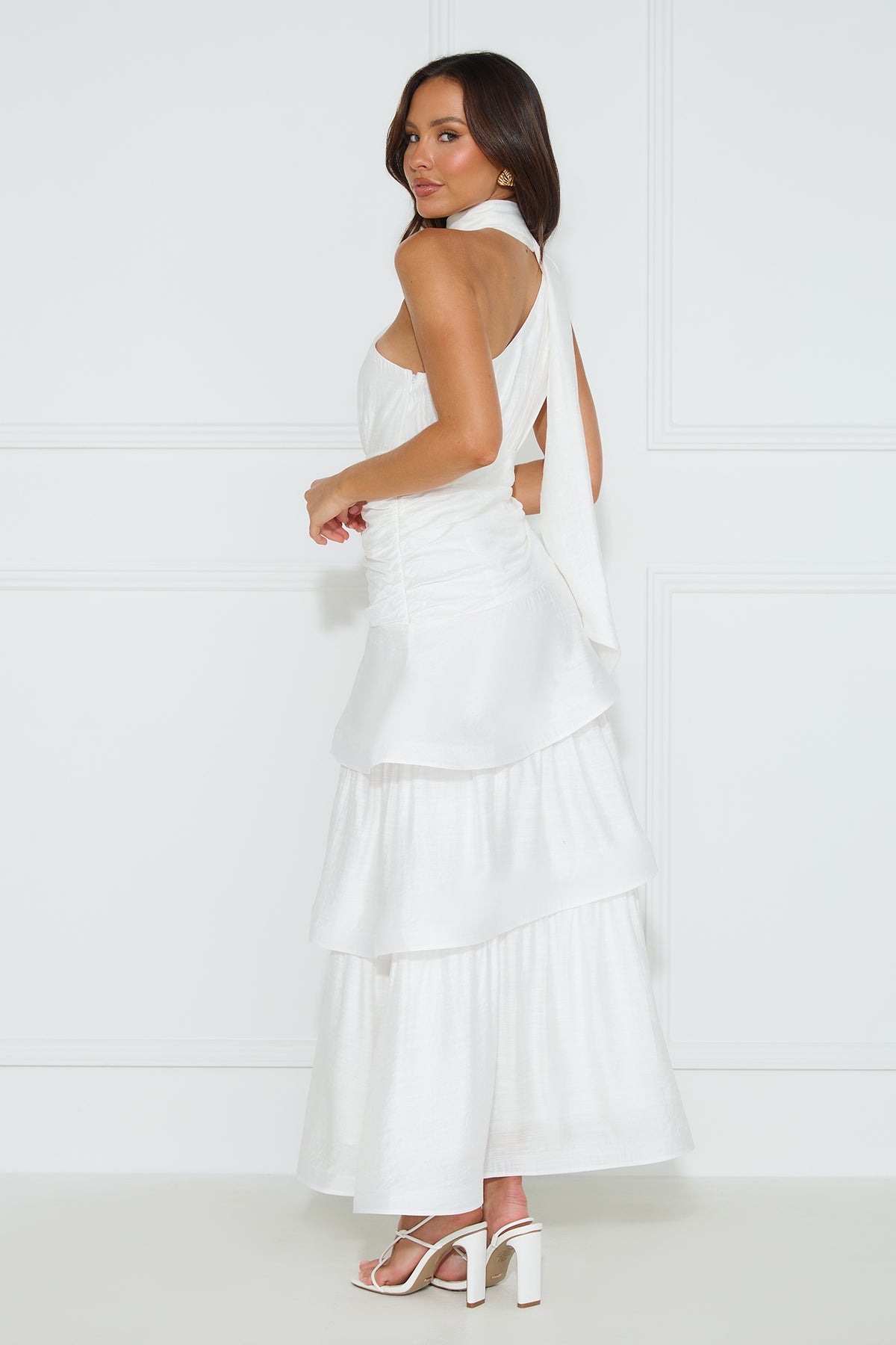 Shop Formal Dress - Cara One Shoulder Maxi Dress White sixth image