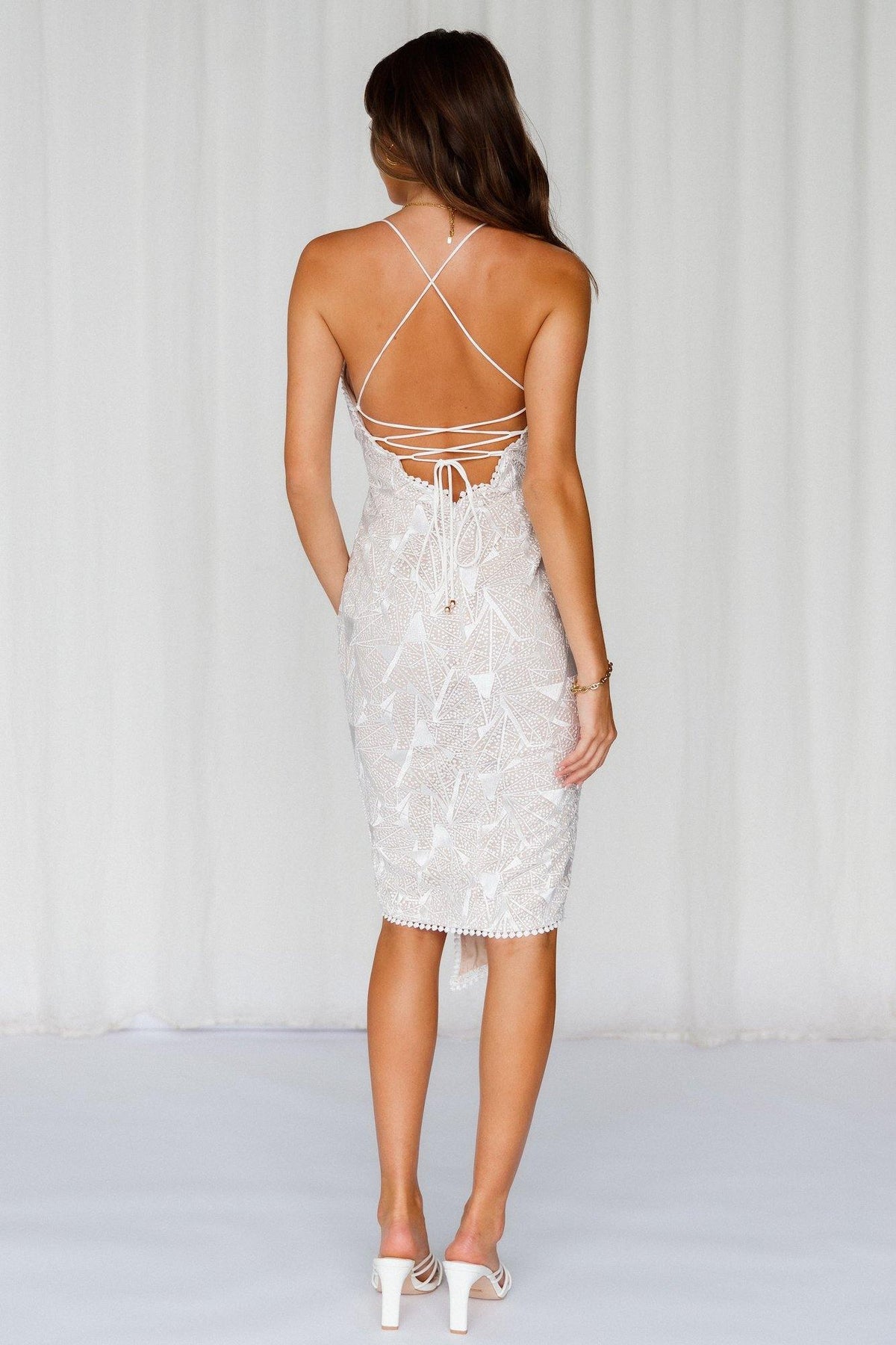 Shop Formal Dress - Shine Queen Midi Dress White fifth image