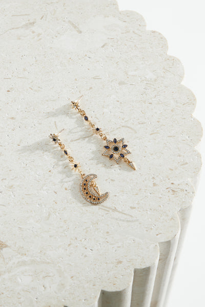 Moon And Stars Earrings Gold