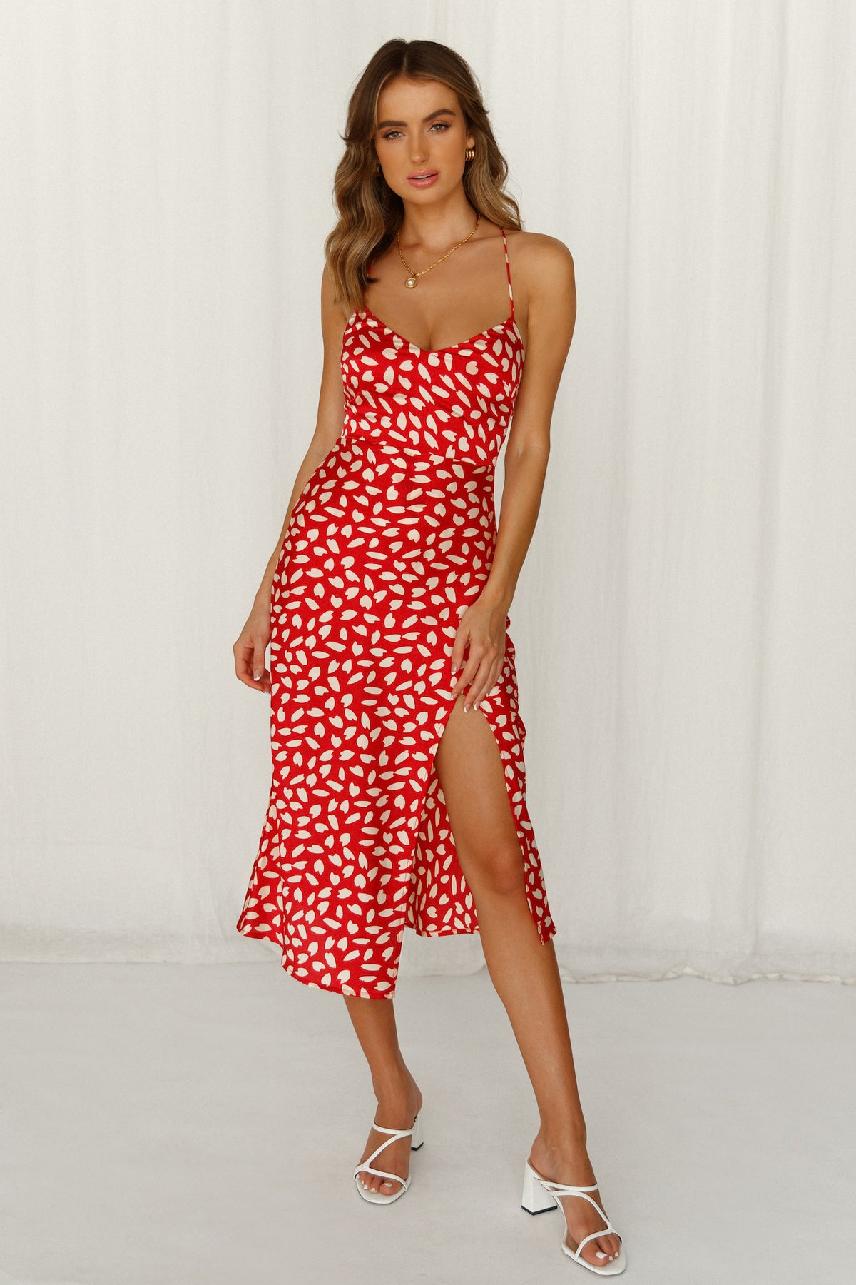 Shop Formal Dress - Happy Honeymoon Midi Dress Red secondary image