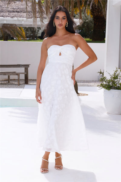 Talk About Yourself Strapless Maxi Dress White