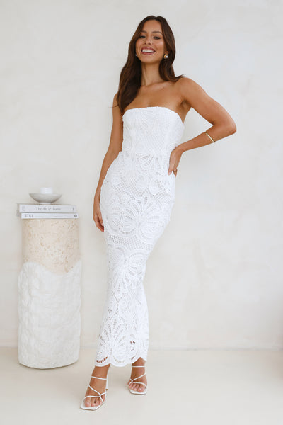 Counting Days Strapless Maxi Dress White