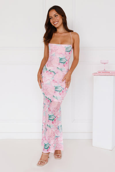 Time With You Mesh Maxi Dress Pink