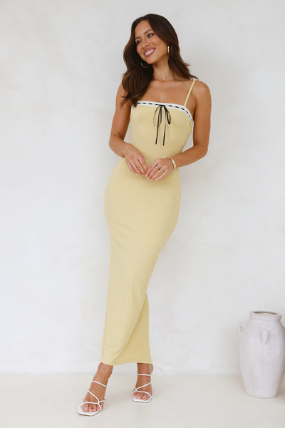 Until The Morning Ribbed Maxi Dress Yellow