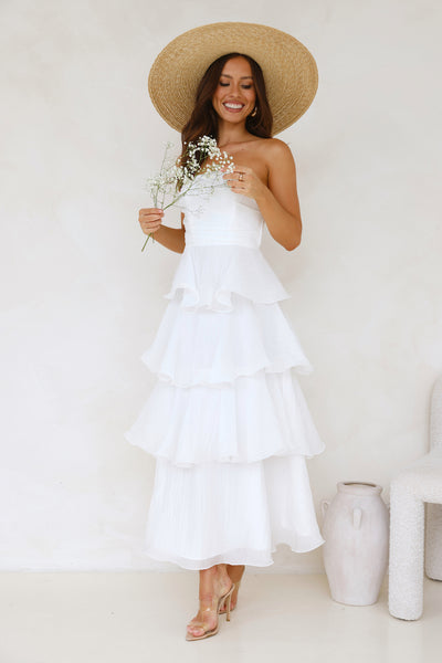 Wedding Adventure Strapless Maxi Dress White