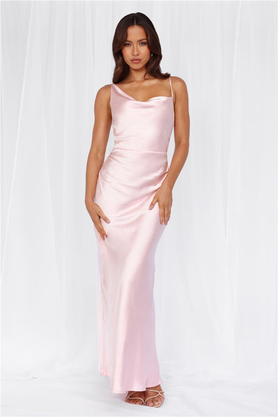 HELLO MOLLY The Madeline Cowl Satin Maxi Dress Pink