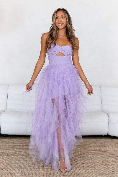In Her Fairytale Tulle Strapless Maxi Dress Purple