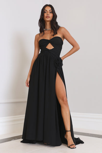 RUNAWAY The Rosette Gown Black