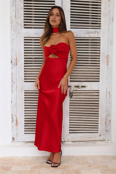 Trend Lover Satin Maxi Dress Red