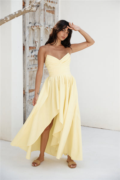 Wise Tales Strapless Maxi Dress Yellow