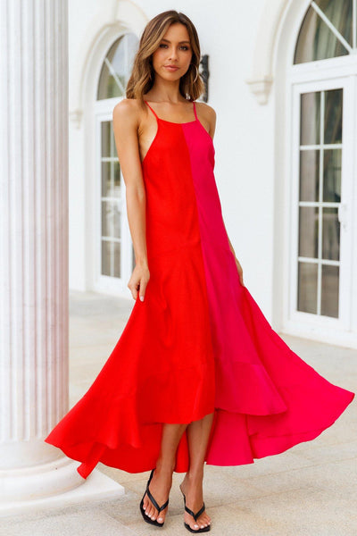 Pick Sides Maxi Dress Red | Hello Molly