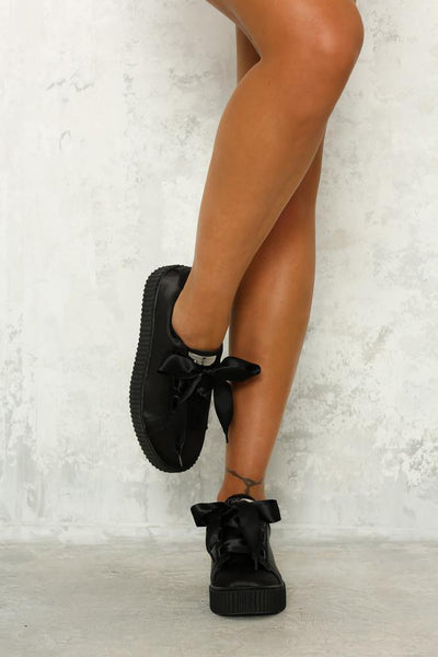 WINDSOR SMITH Olyvia Sneaker Black Satin | Hello Molly