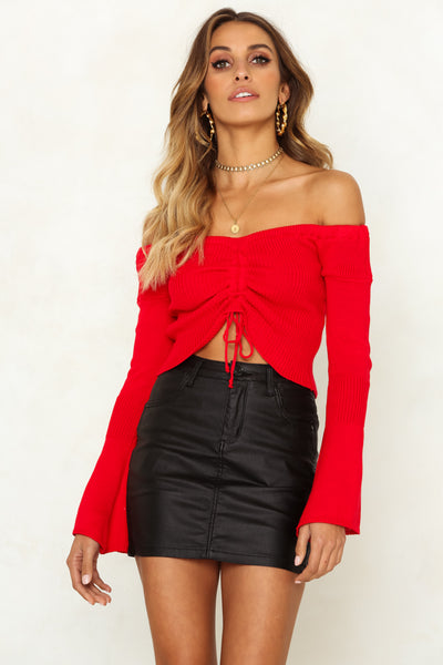 Not Yours Crop Knit Red