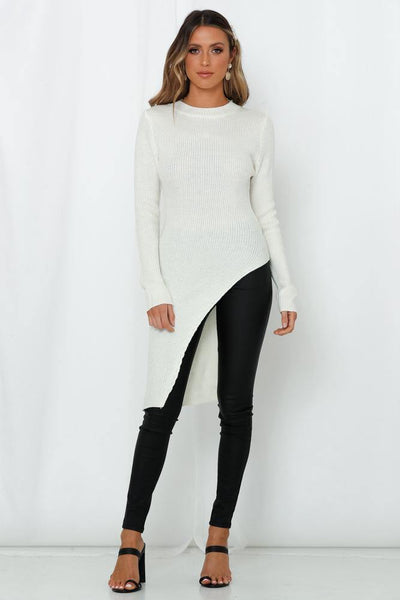 Pull It In Reverse Knit Top White | Hello Molly