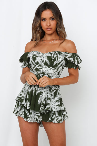 Tropicana Punch Playsuit Olive