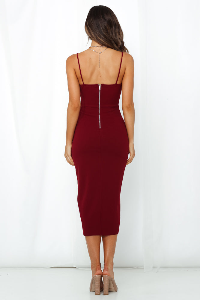 Shop Formal Dress - Broken Spell Midi Dress Red sixth image