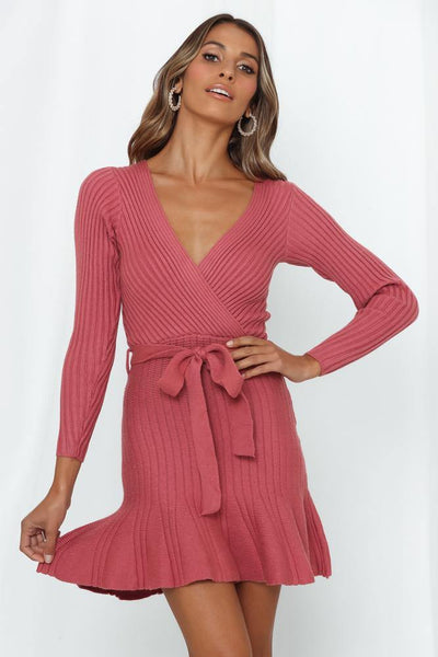 Feels With Me Knit Dress Rose | Hello Molly