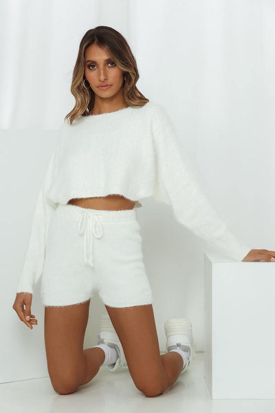 Berry Waffle Cone Crop Jumper White | Hello Molly