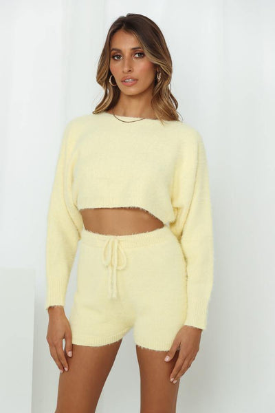 Berry Waffle Cone Crop Jumper Yellow | Hello Molly