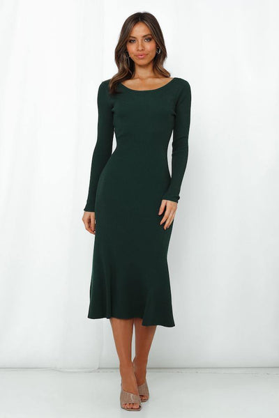 Baby Steps Knit Midi Dress Forest Green | Hello Molly