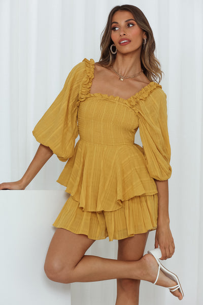 Reflect On Me Playsuit Mustard