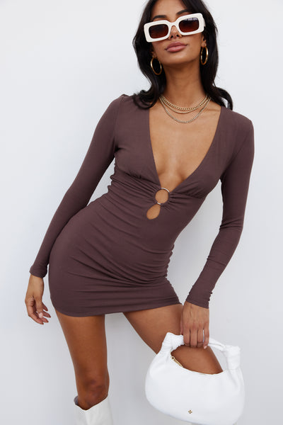 Hot As Usual Dress Brown