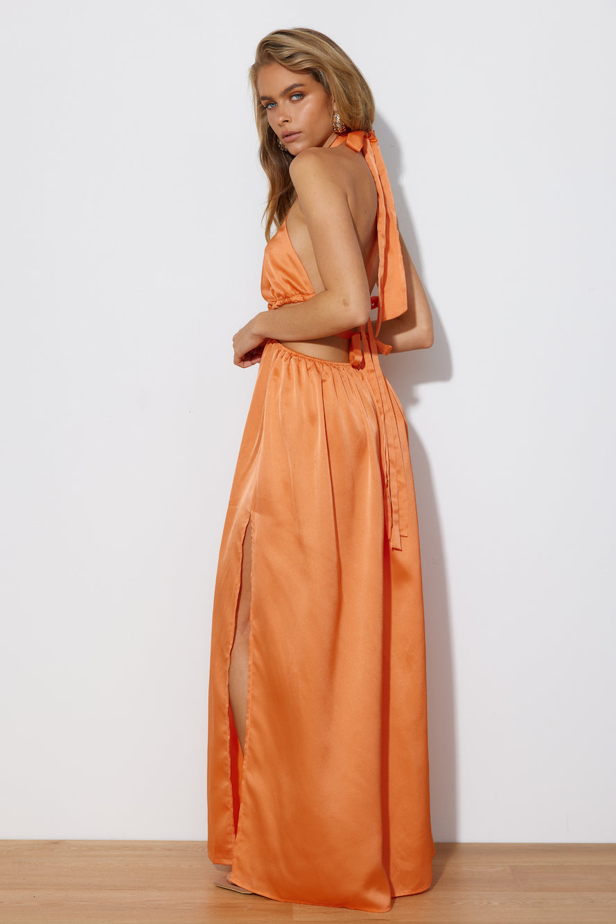 Shop Formal Dress - No Cares Midi Dress Orange fifth image