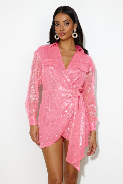 Party Shirt Dress Pink