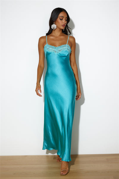 Dreams Of Silk Maxi Dress Aqua