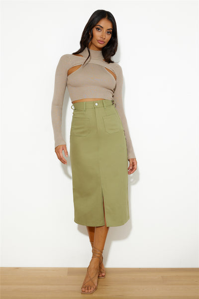 Influencer Look Midi Skirt Khaki
