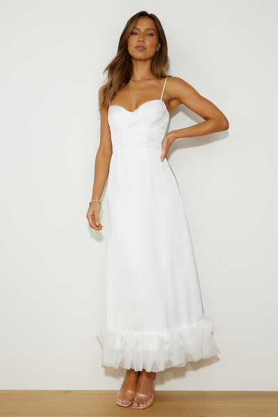 All Your Attention Satin Maxi Dress White