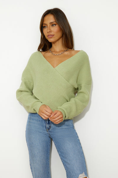 Aligned With You Knit Top Green