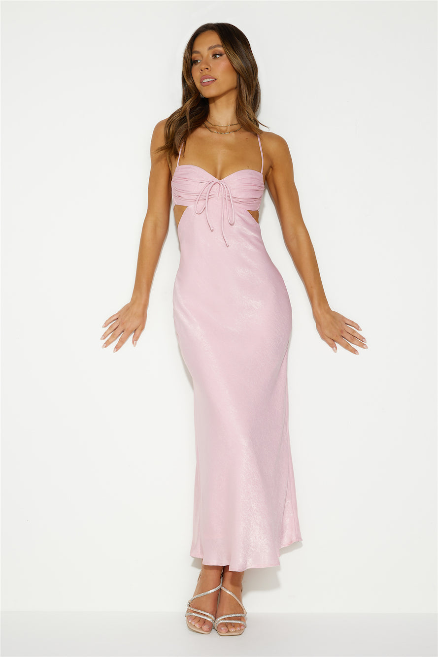 Shop Formal Dress - Magic In Her Vibe Satin Maxi Dress Pink fifth image