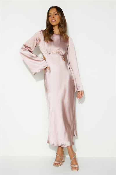 All About You and Me Satin Maxi Dress Blush
