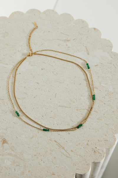 18k Gold Plated Green Touch Necklace Gold